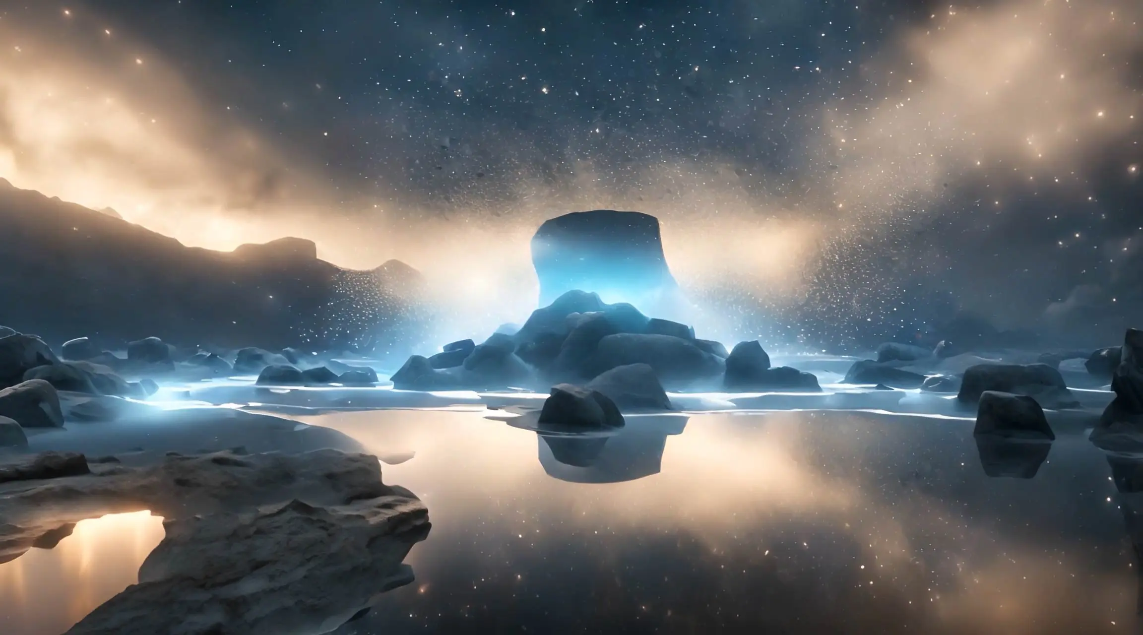 Ethereal Mountain Reflections Cinematic Backdrop